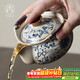 尚言坊汝窯手抓壺蓋碗單個(gè)大號茶杯不燙手高檔陶瓷功夫茶具泡茶碗一人用