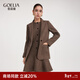歌莉婭水洗羊毛西裝套裝新款通勤穿搭重要場(chǎng)合兩件套裙1EDJAC33A 86Y咖啡色 L