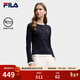 FILA 斐樂(lè )官方女子針織長(cháng)袖T恤25冬新款時(shí)尚經(jīng)典休閑修身亨利衫打底衫 傳奇藍-NV L 170/88A/L