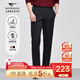 七匹狼休閑褲男加絨褲冬季加厚保暖褲男裝純色直筒長(cháng)褲子男通勤商務(wù)褲裝 001(黑色)-黃金絨 34