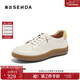 森達板鞋女鞋春秋新款商場(chǎng)同款舒適可可單鞋休閑鞋子4CFP9CM4 米色 35