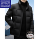 羅蒙（ROMON）冬季休閑羽絨服男士立領(lǐng)加厚保暖外套潮流韓版男裝寬松鴨絨防寒服 黑色 L 175 適合120-130斤