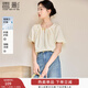 香影【涼感抑菌】新中式泡泡袖t恤女裝2025夏季新款盤(pán)扣國風(fēng)上衣 米黃 M 160/84A/95-110斤