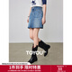 初語(yǔ)復古高腰前約克泡芙牛仔裙女2024夏季新款中藍a字短裙半身裙 牛仔中藍 M