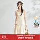 茵曼（INMAN）中式國風(fēng)盤(pán)扣女裝吊帶背心連衣裙2025夏季新品文藝高級氣質(zhì)A字裙 米杏色 M