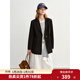 獨束大碼女裝精英感氣質(zhì)西裝外套2025春裝簡(jiǎn)約收腰黑色顯瘦短外套 靜謐黑 M (尺碼：1)