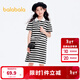 巴拉巴拉童裝女童裙子夏裝連衣裙A型POLO裙中大童時(shí)尚舒適寬松潮 黑白色調00491 160
