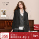 三彩2025冬季新款西裝式毛呢大衣外套中長(cháng)通勤M