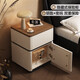 千禧華府實(shí)木臥室床頭柜保險箱一體床頭收納柜輕奢帶鎖小型床邊柜米白50