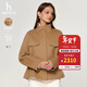 哈吉斯（HAZZYS）女裝 春秋款女士翻領(lǐng)簡(jiǎn)約素色短款大衣女ABSSH0BDF01 駝色CM M (160/84A 38)
