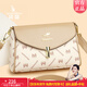 袋鼠卡拉真皮牛皮包包女士包新款手提包中年單肩包七夕情人節禮物斜挎包 米白配杏（手包+卡包+禮盒）