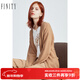 菲妮迪（FINITY）針織開(kāi)衫春季簡(jiǎn)約設計感系帶收腰顯瘦毛衣女 卡其色 M