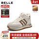 百麗（Belle）復古跑道高幫鞋女冬季新款商場(chǎng)同款厚底加絨休閑鞋E6Q1DDD5 米色-厚絨 36 (230mm)