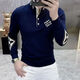 【專(zhuān)柜上新】秋冬季男士刺繡修身顯瘦保暖韓版復古氣質(zhì)復古上衣 藏藍色【高定品質(zhì)】 2XL 【建議150-170斤】