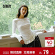 森馬（Semir）長(cháng)袖T恤女純色木耳邊氣質(zhì)緊身冬2025荷葉邊上衣簡(jiǎn)約109725101008