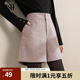 歐莎（OSA）黑色高腰毛呢靴褲外穿短褲女秋2025新款休閑直筒闊腿褲 咖色 L