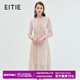 愛(ài)特愛(ài)（EITIE）法式復古雪紡網(wǎng)紗V領(lǐng)收腰長(cháng)袖連衣裙秋冬新款女裙C2307248 花蜜粉63 2XL 175