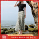 三彩2025夏季新款碎花半身裙斜裁A字裙松緊腰魚(yú)尾裙浪漫長(cháng)裙M