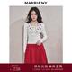 MAXRIENY【商場(chǎng)同款】玫瑰繡花方領(lǐng)修身針織衫女 米白 M