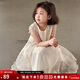 圖圖小象女童連衣裙兒童裙子背心裙親子蕾絲公主裙 杏色  160 身高約160cm