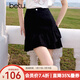 百圖betu女裝2025夏季新款高腰女裙包臀荷葉短裙半身裙裙子女2504T63 黑色 L