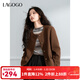 LAGOGO美拉德毛呢短款外套女拉谷谷2024年冬季新款高級感圓領(lǐng)上衣 咖啡色(U1) S