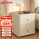 虎牌保險柜家用型智能床頭柜保險箱一體隱藏式指紋密碼無(wú)線(xiàn)充電式臥室2025新款防盜保管柜 輕奢58-奶油白 指紋密碼款