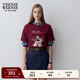Teenie Weenie小熊女裝時(shí)尚簡(jiǎn)約美式復古運動(dòng)大熊圖案短袖T恤打底 酒紅色 S (160)