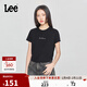 Lee25新品修身版圓領(lǐng)鉚釘Logo印花短款女短袖T恤