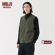 MUJI男式 抓絨 背心男士男款馬甲坎肩馬夾25年冬季男裝 AB1PHA5A 卡其綠 S (165/84A)