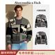 Abercrombie & Fitch【美式復古】大麋鹿圖案圓領(lǐng)保暖毛衣針織衫25秋冬男裝120-5181 黑灰圖案 S (175/92A)