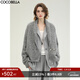 COCOBELLA格雷miu系花紗毛衣女秋冬休閑長(cháng)絨針織衫外套MZ3218 巴黎灰 S