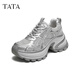 他她（TATA）女鞋厚底鞋子時(shí)尚百搭休閑鞋百搭增高老爹鞋 灰/銀-單AM6 36