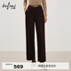 伊芙麗（eifini）蔣欣同款伊芙麗高質(zhì)感西裝褲羊毛呢料直筒褲子休閑褲2025冬季新款 咖啡 呢料九分西裝褲 L 115-125斤