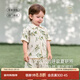 babylove寶寶短袖套裝夏季竹棉山茶紗布薄款透氣外出兒童清新家居服夏裝 青青味尚酸 120