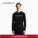 EMPORIO ARMANI/阿瑪尼官方旗艦男女情侶款純棉圓領(lǐng)正肩長(cháng)袖薄T恤 【100%棉修身版】黑色/字母 XL  (推薦：165-180斤)