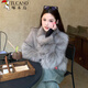 啄木鳥(niǎo)雙色暈染”鎏沙白金“環(huán)保狐貍毛皮草外套女冬短款立領(lǐng)毛茸茸上衣 幻影奶灰 S
