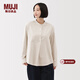 MUJI女式 法蘭絨立領(lǐng)長(cháng)袖罩衫 女士格子襯衫襯衣女裝25年冬季BC2OHC5A 象牙色 M (160/84A)