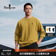 比音勒芬【雙面針織肌理】春秋款男士新年休閑印花肩袖圓領(lǐng)長(cháng)袖T恤上衣 73芥黃色 M