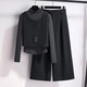 秋冬毛呢馬甲三件套裝女款2026超火冬裝一整套高級感大方得體穿搭 黑色【三件套】 M 【推薦85-105斤】