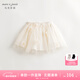 馬克珍妮女童立體花朵網(wǎng)紗短裙半身裙兒童裙子夏裝新款240635 米白色 100
