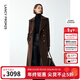 朗姿純羊毛軍旅風(fēng)收腰顯瘦氣質(zhì)高級呢子大衣修身毛呢外套冬季新款 棕色2 L