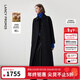 朗姿純羊毛復古夾克式翻領(lǐng)雙面呢大衣冬季新款中長(cháng)款毛呢外套 黑色 S