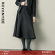 顏域（YANYEE）【79%羊毛】顏域灰色魚(yú)尾毛呢半身裙女2025冬季新款磨毛長(cháng)款裙子 深灰 M