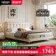 大樹(shù)島家居華夫格床法式奶油風(fēng)主臥齊邊床中古風(fēng)小戶(hù)型高腳真皮床 【櫸木排骨架】升級版單床 支架結構1800mm*2000mm