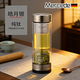 Mercede德國精工純鈦雙層水晶玻璃杯999純銀茶水分離泡茶杯辦公室 皓月銀380ml-[純鈦款]
