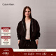 Calvin KleinJeans秋冬女士美式休閑ck寬松抓絨提花織帶連帽開(kāi)衫外套衛衣 UB1-太空黑 S