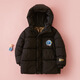 十月媽咪新年服兒童棉衣服連帽保暖男女童棉襖加厚中長(cháng)款童裝 黑色 120