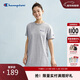 Champion冠軍短袖連衣裙25春季新款純棉中長(cháng)款t恤裙女休閑寬松 灰色 L