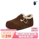 百思圖25冬勃肯鞋雪地靴棉鞋加絨保暖女毛毛鞋單鞋B3047DM5 咖色 35